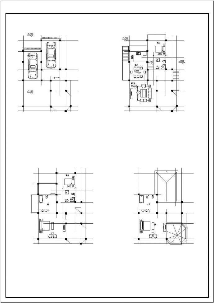325平米3层砖混结构单体别墅建筑设计CAD图纸（含半地下室层）_图1