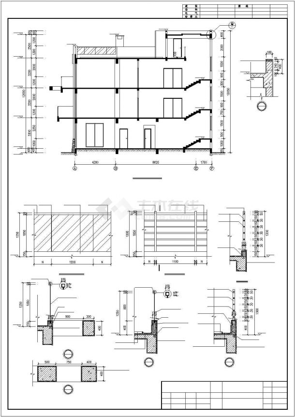 泉州市某村镇395平米3层砖混结构乡村别墅建筑设计CAD图纸-图一