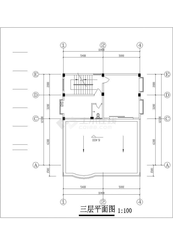 348平米3层框混结构单体别墅平立面设计CAD图纸（含总图）-图二