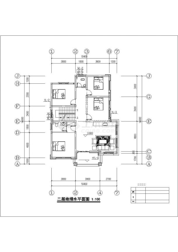 潮州市集南村3层混合结构单体别墅全套给排水系统设计CAD图纸-图一