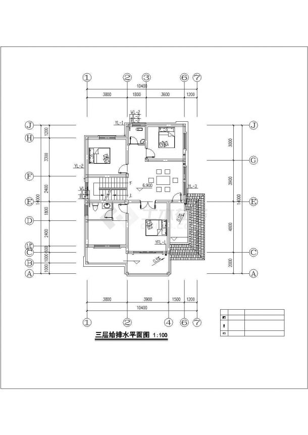 潮州市集南村3层混合结构单体别墅全套给排水系统设计CAD图纸-图二