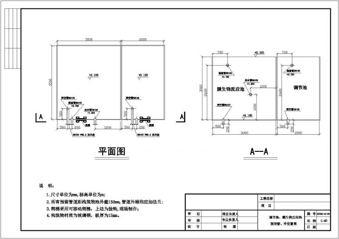 [北京]中水回用处理工程全套图纸（中空纤维膜法）(CAD)_图1