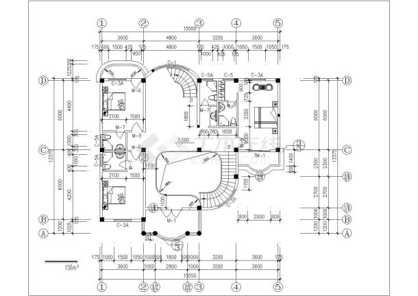 济南市某村镇占地180平米3层框混结构单体别墅建筑设计CAD图纸-图一