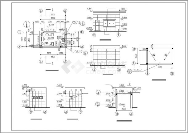 北京顺义区某市政单位大门+门卫室建筑设计CAD图纸-图二