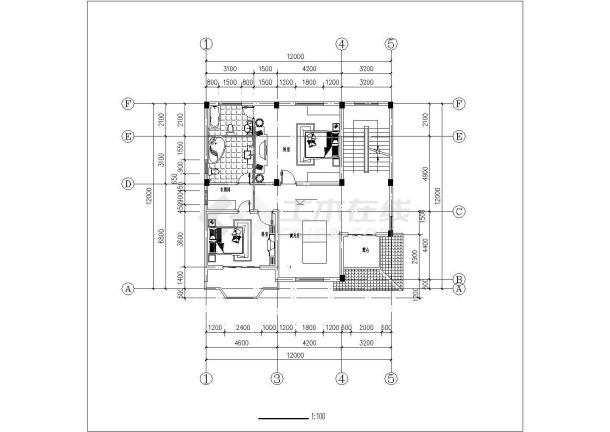 415平米3层混合结构单体别墅平立面设计CAD图纸（含半地下室）-图二