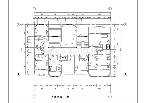 725+489平米两栋2层框混单体别墅平面设计CAD图纸（含半地下室）-图一