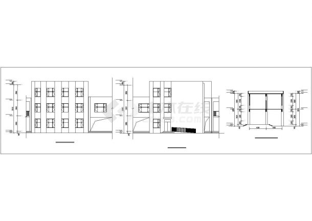 某学校1800平米左右3层框架结构教学楼建筑CAD设计图纸（三套方案）-图二