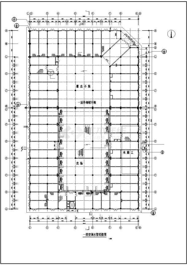 [湖北]多层商场建筑空调通风系统设计施工cad图（风冷模块机组）-图二