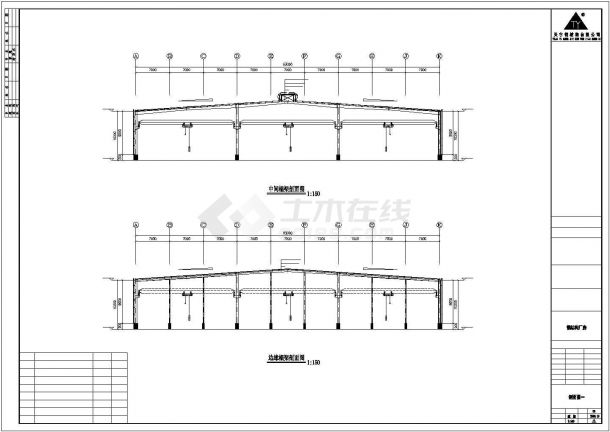 河南发面钢结构工程设计CAD图纸-图二