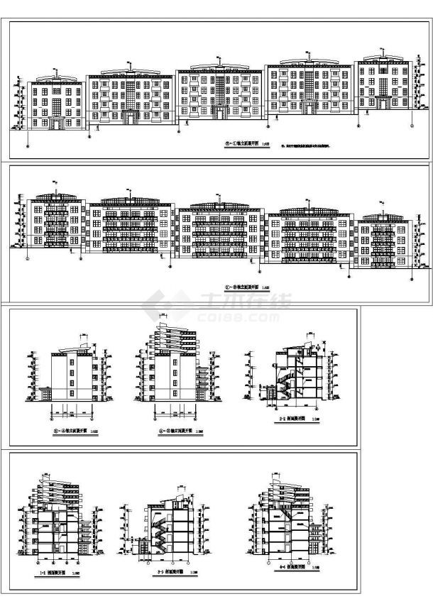某跃层多层住宅楼全套建筑详细设计施工方案CAD图纸-图二