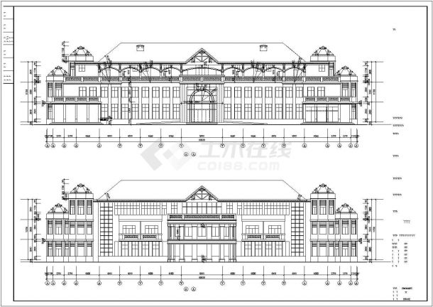某大型高级小区会所建筑详细设计施工方案CAD图纸-图二