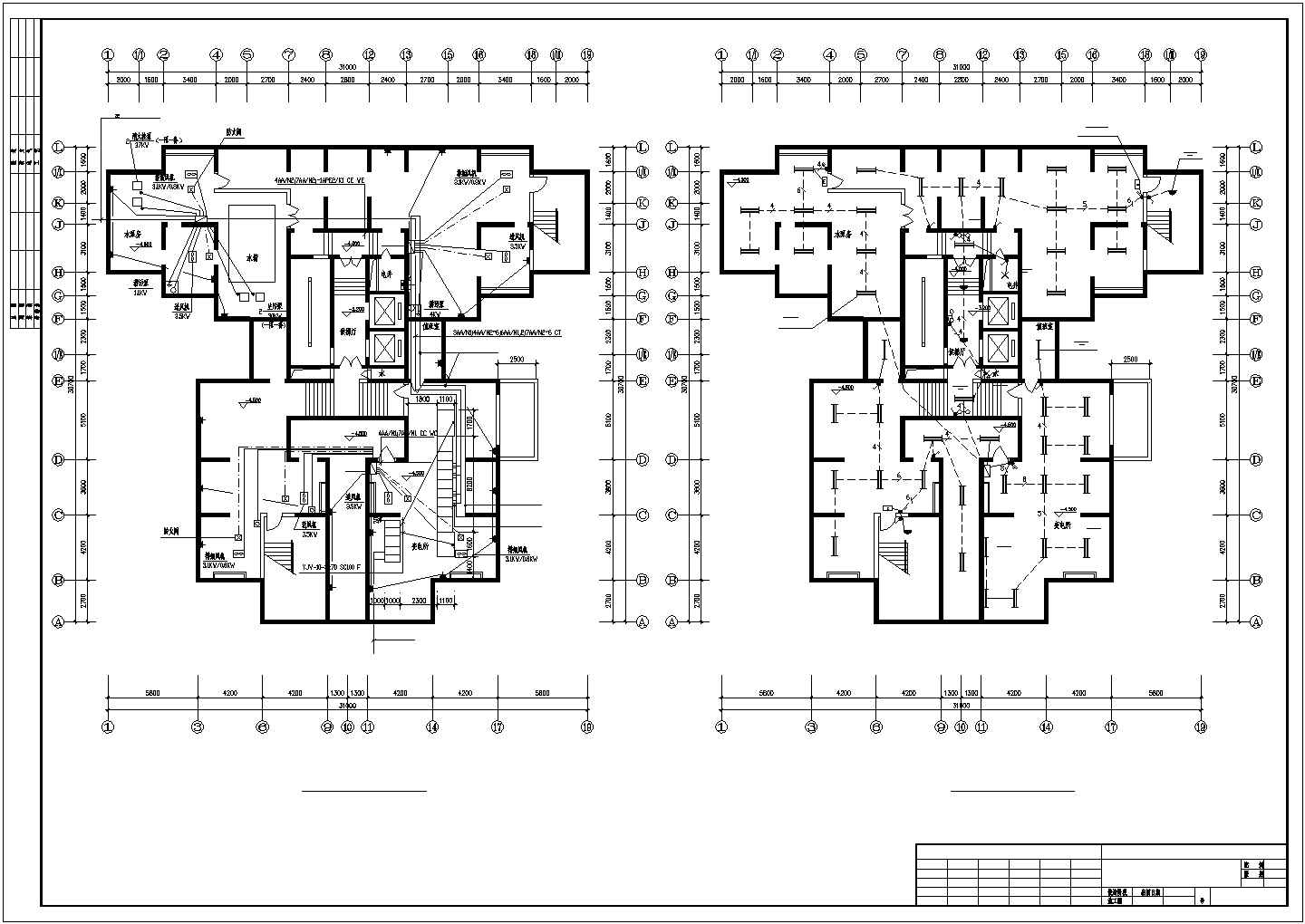 【苏州】某地高层住宅楼详细电气CAD设计图纸(含屋顶防雷平面图)