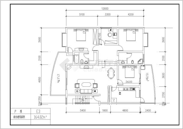 某现代经典住宅建筑户型详细设计施工方案CAD图纸-图二