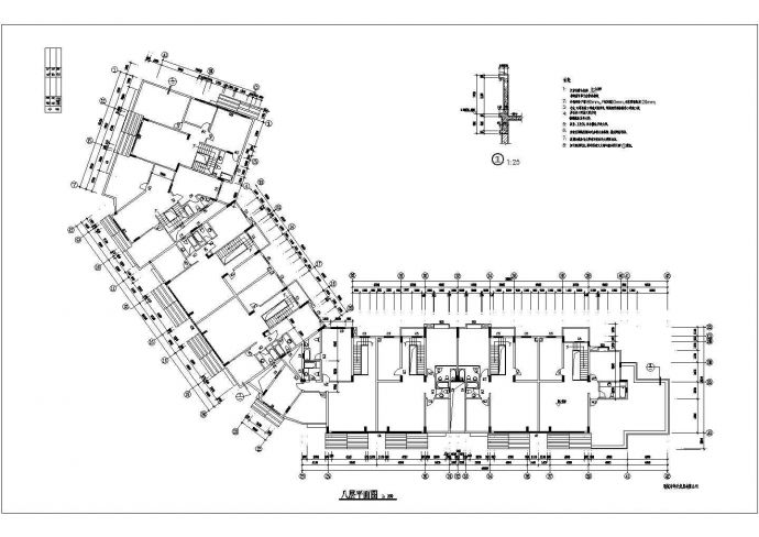 金天花园小区某八层框架结构住宅楼设计cad全套建筑施工图（含设计说明）_图1