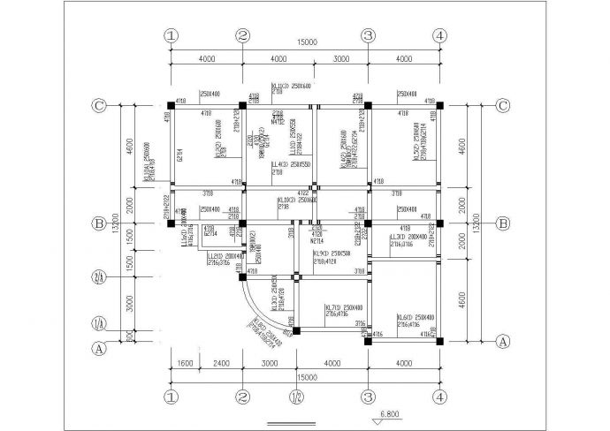 武汉市某村镇600平米3层框架结构独栋乡村别墅结构设计CAD图纸_图1