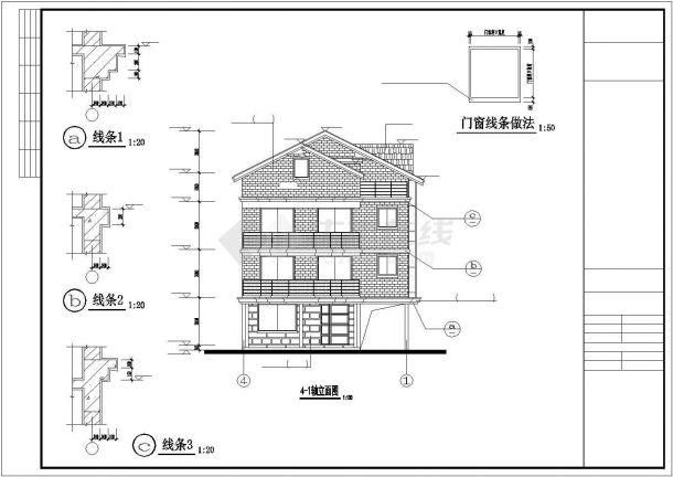 天水市某村镇425平米4层框混结构独栋别墅全套建筑设计CAD图纸-图二