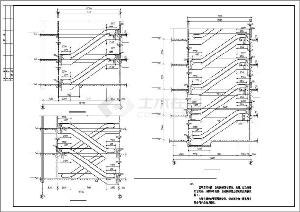 自动扶梯CAD图六层裙房商场电梯井道CAD图-图二