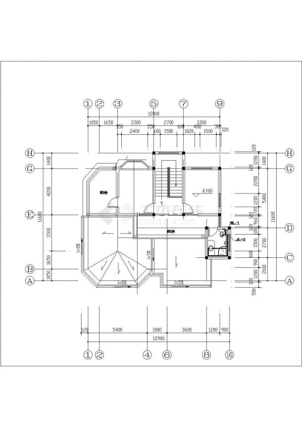 泉州某村镇三层砖混结构单体别墅给排水系统设计CAD图纸-图一
