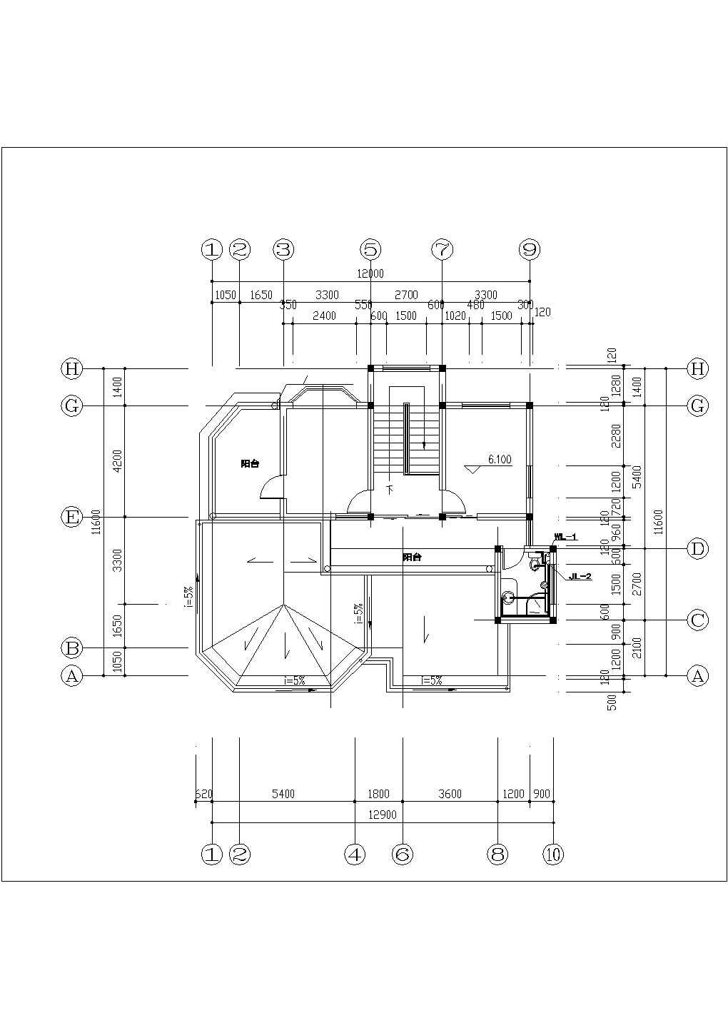 泉州某村镇三层砖混结构单体别墅给排水系统设计CAD图纸