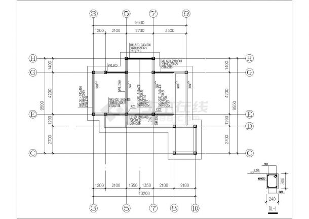 舟山市某村镇330平米三层混合结构独栋别墅全套结构设计CAD图纸-图一