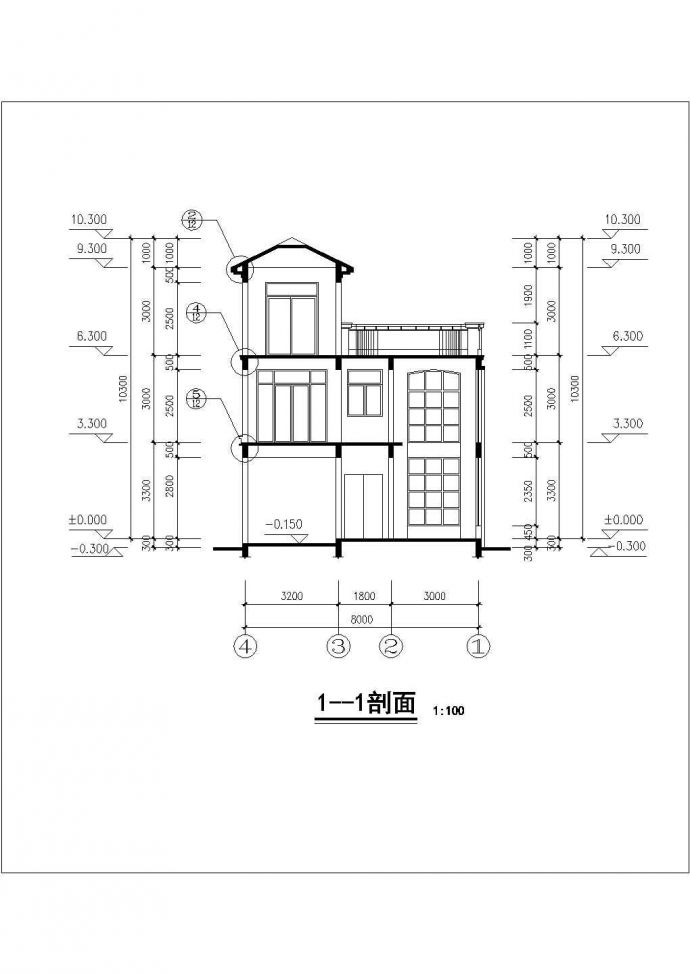 邯郸市某乡村335平米3层砖混结构单体别墅建筑设计CAD图纸_图1