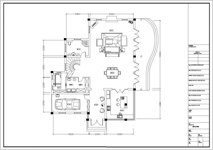 某三层框架结构外籍人事别墅室内装修设计cad全套施工图（含效果图）_图1