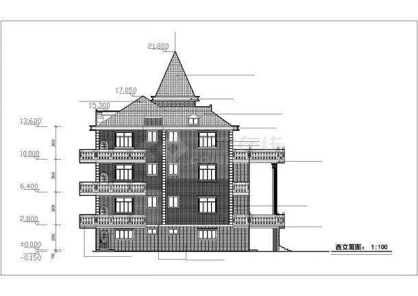 950平米4层框架结构民居住宅楼全套建筑设计CAD图纸（1层1户）-图二