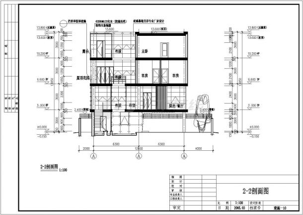 杭州市某别墅区660平米四层框混结构独栋别墅全套建筑设计CAD图纸-图二