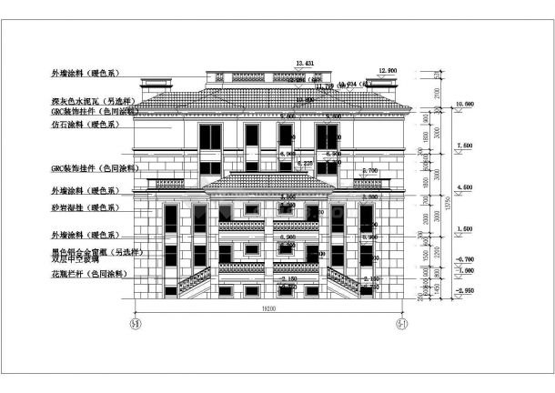350平米左右3层框混结构单体乡村别墅建筑设计CAD图纸（含夹层）-图二