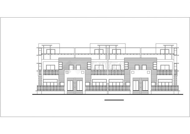 3层框混结构双拼式别墅平立面设计CAD图纸（每户356平米）-图二