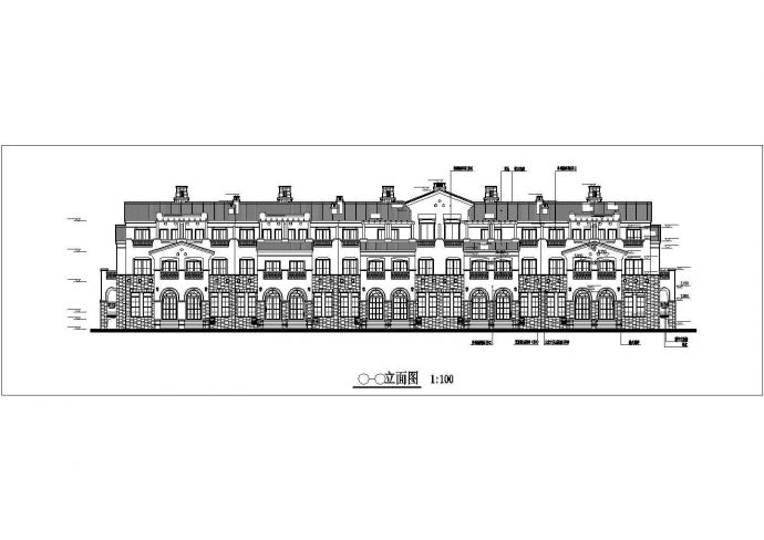 2900平米3层框架结构组合式别墅楼平立剖面设计CAD图纸（1层10户）_图1