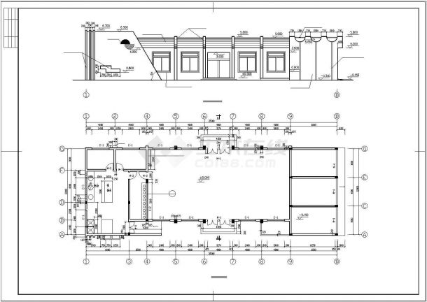 某地食堂建筑设计施工CAD图纸-图二