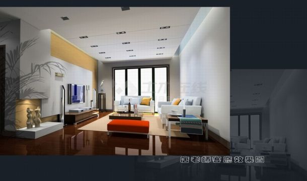 某三室两厅两卫户型现代城住宅时尚风格室内装修设计cad全套施工图（含效果图）-图一