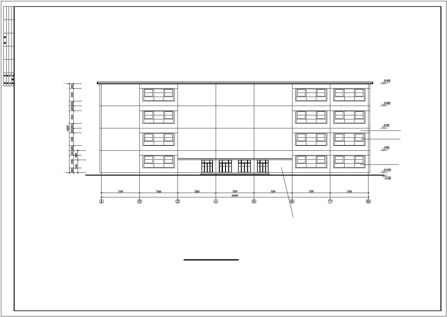  四层框架结构2074平米中型商场结构设计CAD图纸