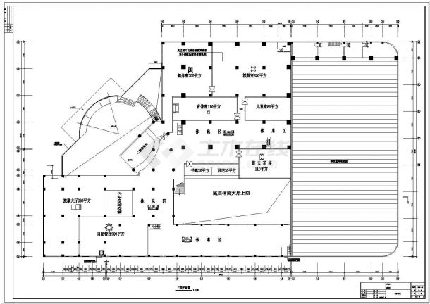 某文体中心桑拿浴场建筑设计平面图纸-图一