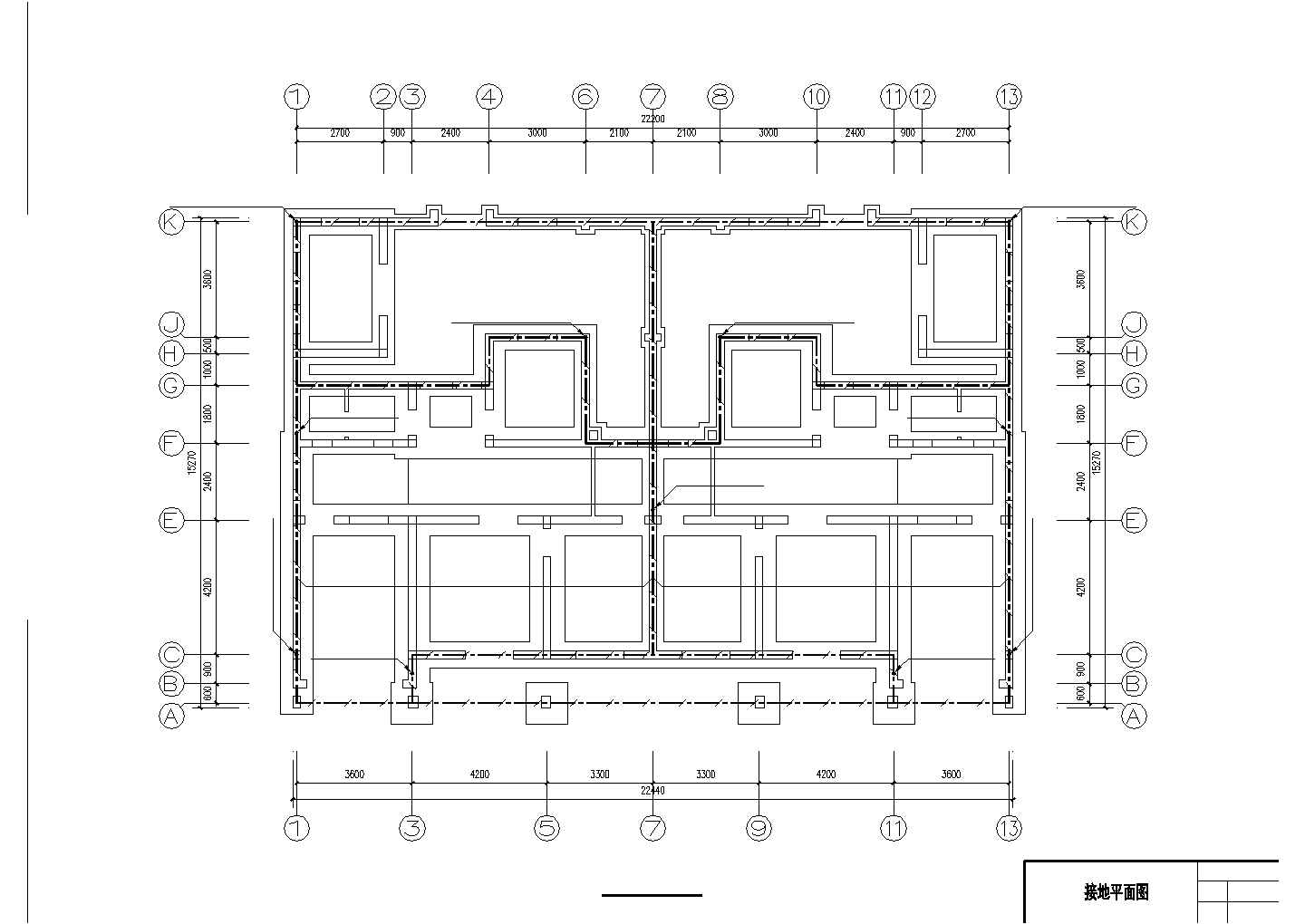 2层框架结构双拼别墅电气系统设计CAD图纸（每户260平米/含阁楼层）