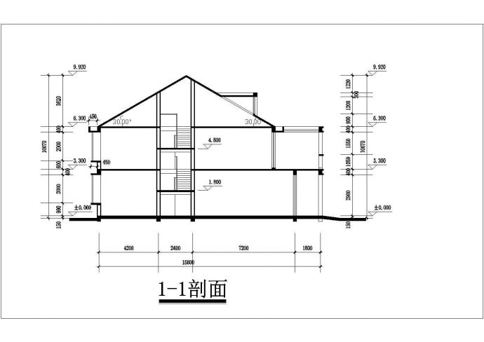成都某小区2层框混结构双拼别墅平立剖面设计CAD图纸（每户210平米）_图1
