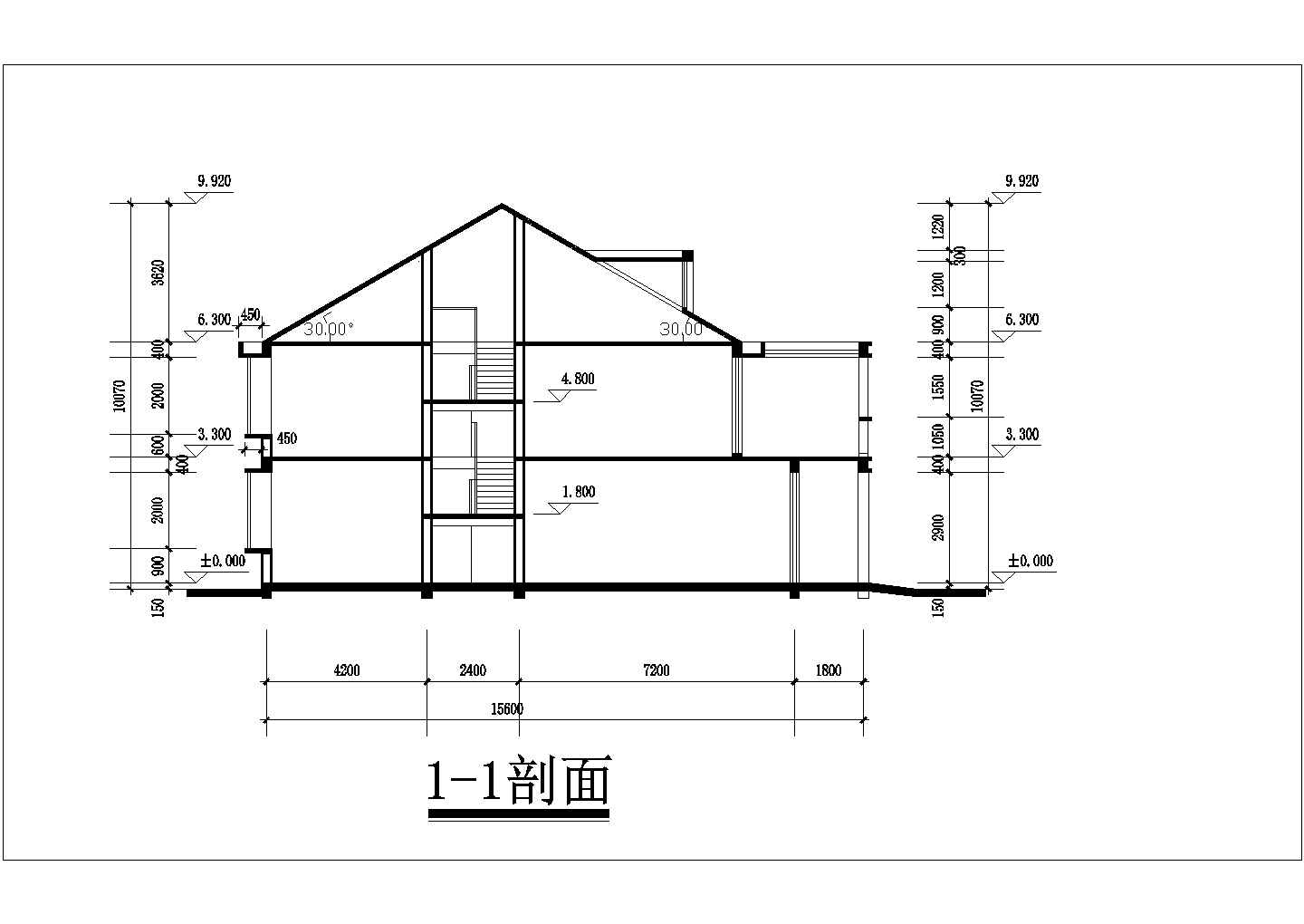 成都某小区2层框混结构双拼别墅平立剖面设计CAD图纸（每户210平米）