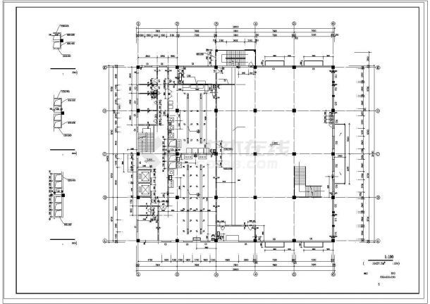 农大东区食堂建筑设计施工CAD图纸-图二