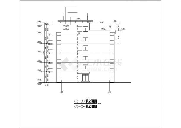 南宁某封闭式学校4700平米五层框架结构宿舍楼建筑设计CAD图纸-图一