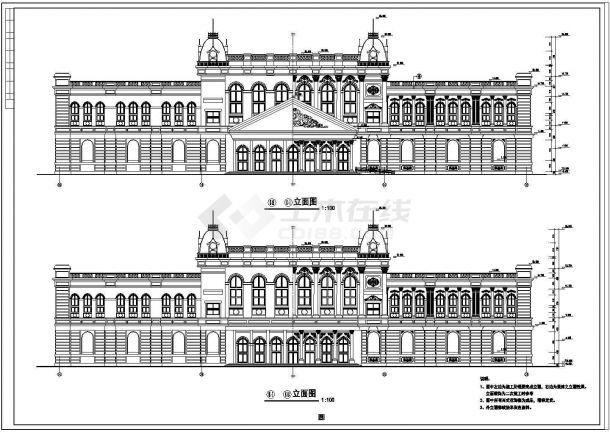 欧式某酒店建筑设计CAD施工图-图二