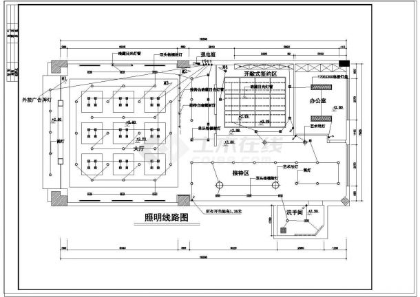 售楼部详细室内装修cad设计施工方案图-图二