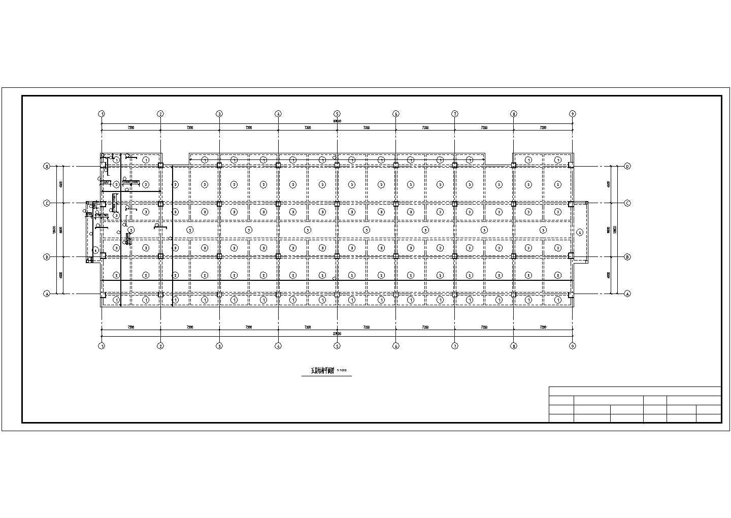 常熟市某职业学院5前平米五层框架学生寝室楼结构设计CAD图纸