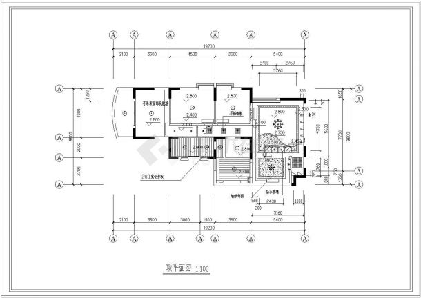 小高层样板房户型室内装修设计平面施工图-图一