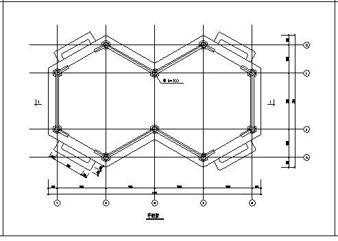 某园林木结构六角连亭施工cad图，共七张-图一