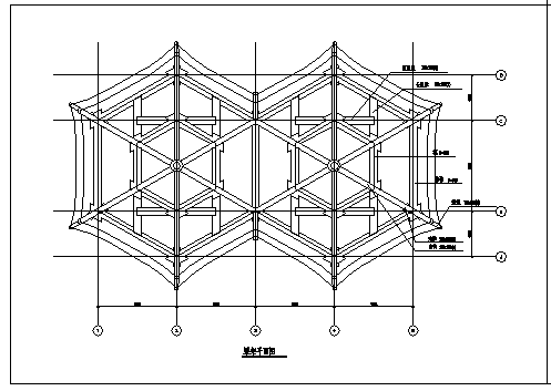 某园林木结构六角连亭施工cad图，共七张-图二
