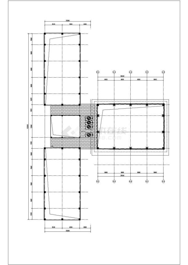2200平米2层框架结构游泳+网球馆全套平剖面CAD设计图纸-图一