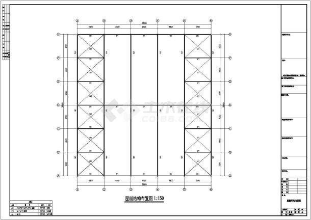 某 公司单层单山单跨门式钢架厂房设计cad详细结构施工图-图二