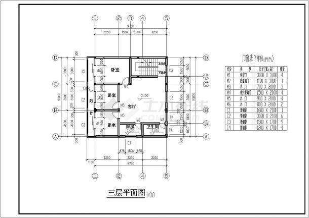某私人小三层住宅楼设计施工CAD祥图-图二
