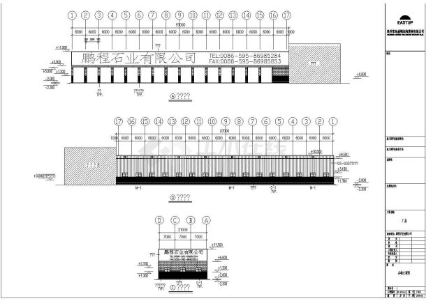 鹏程石业公司单层轻钢结构厂房设计cad建筑施工图-图一